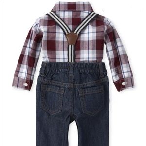 Baby Plaid overall and Jean outfit bundle